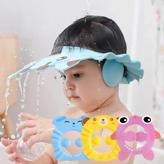Durable Adjustable Baby Shower Sun Hat – Waterproof & Splash-Proof Bath Protection