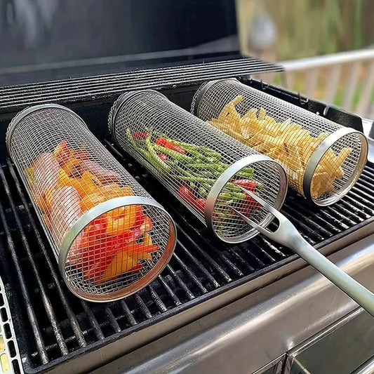 1pc Stainless Steel BBQ Cage Grill Cage Perfect For OutdoorGrilling Camping Grill Accessories Tool Gifts For Camping BBQ