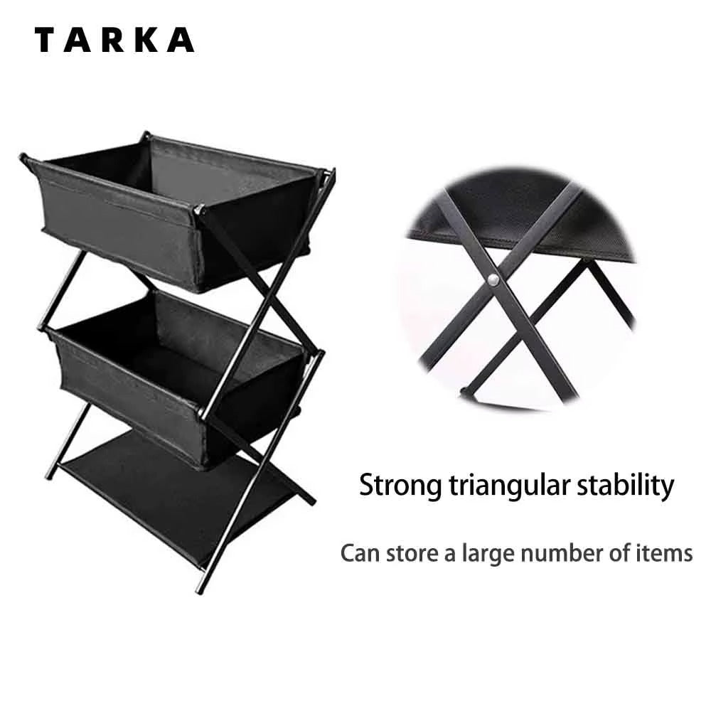 TARKA Camping New Storage Rack Three-Layer Shelf Folding Storage Rack For Outdoor Barbecue Storage Rack Multifunctional Shelf
