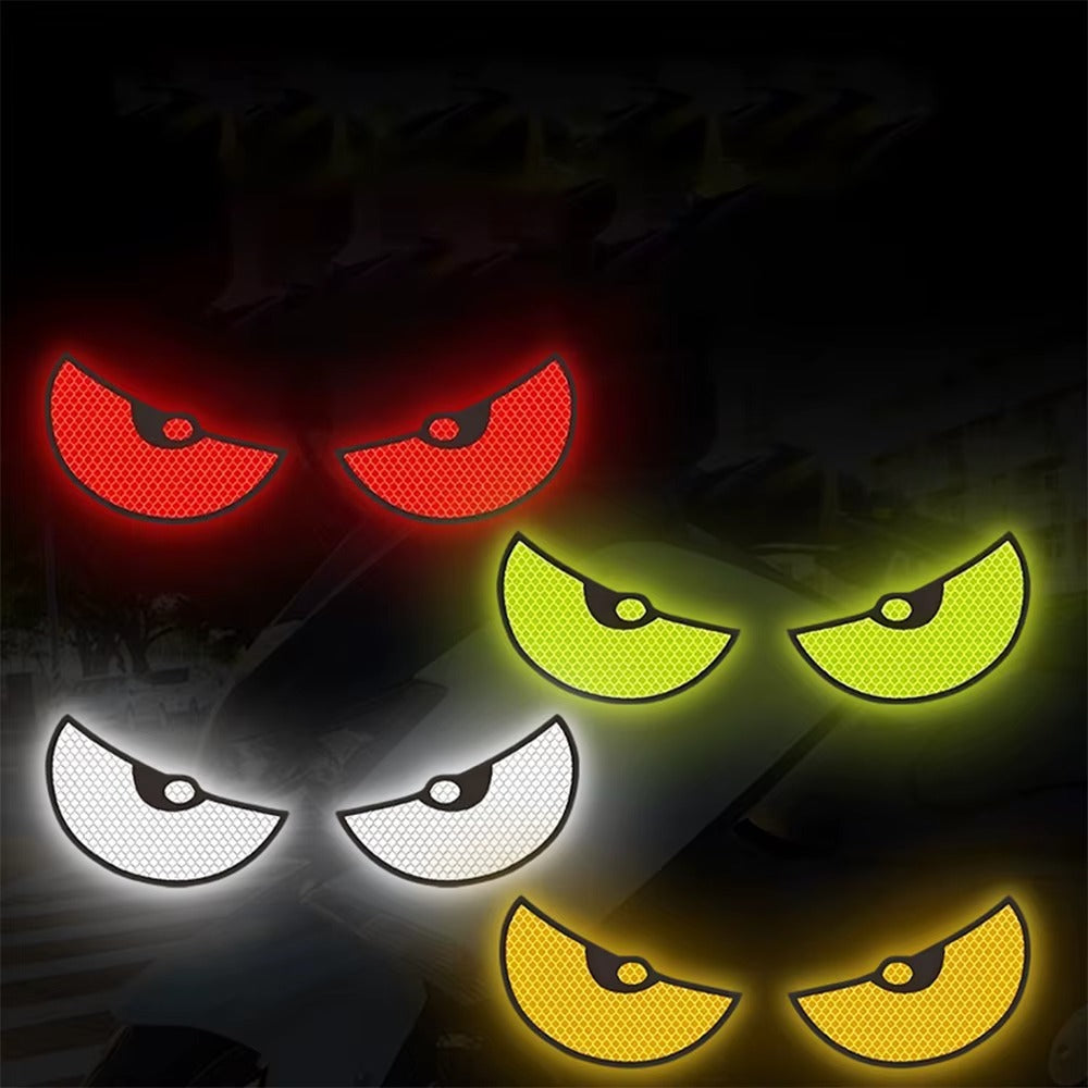 2pcs/Set Reflective Car Stickers Motorbike Helmet Improve Your Vehicle's Visibility And Safety With Devil Eye Stickers
