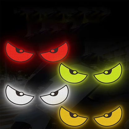 2pcs/Set Reflective Car Stickers Motorbike Helmet Improve Your Vehicle's Visibility And Safety With Devil Eye Stickers
