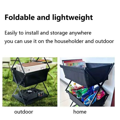 TARKA Camping New Storage Rack Three-Layer Shelf Folding Storage Rack For Outdoor Barbecue Storage Rack Multifunctional Shelf