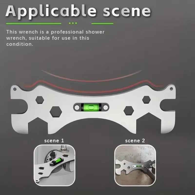 Multifunctional Stainless Steel Bathroom Wrench Tool Shower Installation Hexagonal Level Faucet Angle Ruler Distance Measuring